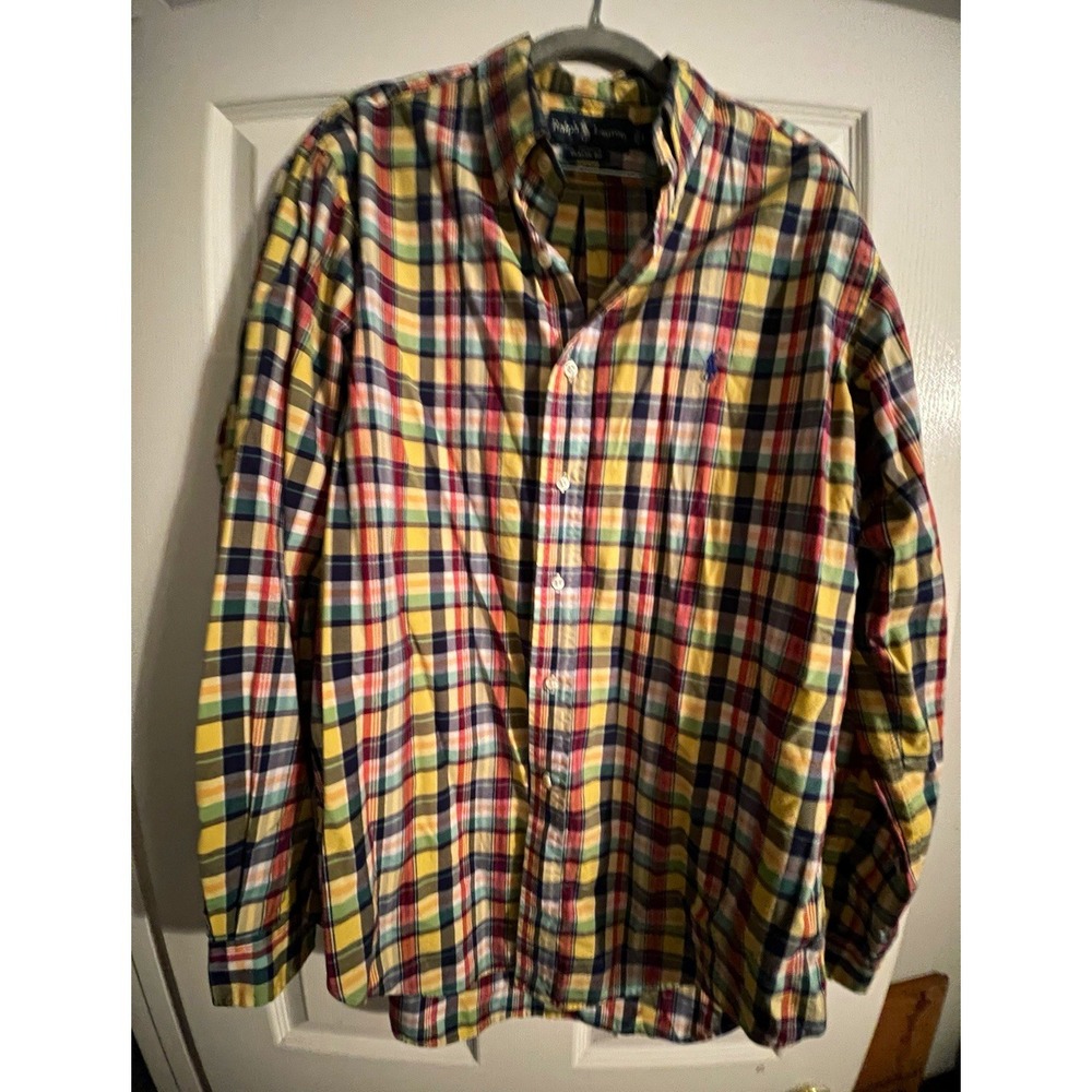 Ralph Lauren Mens Classic Fit Multicolor Plaid Button Down Shirt L Long Sleeve